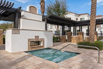Spa with spa-side fire